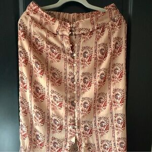 Buddy Love Tan and Red Floral High Low Skirt